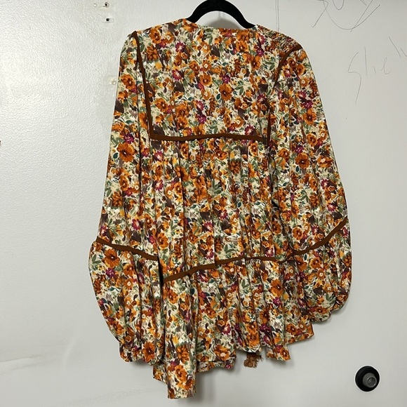 This & That Floral Smock Top Blouse with tassel ties Size XL - Picture 4 of 4